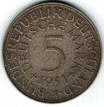 5 Mark Allemagne 1951 J argent (.625), Envoi, Allemagne, Monnaie en vrac, Argent