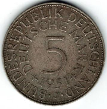 5 Mark Duitsland 1951 J zilver (.625) beschikbaar voor biedingen