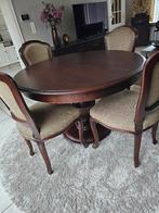 tafel vier stoelen en tapijt, Huis en Inrichting, Ophalen, Zo goed als nieuw, Overige houtsoorten, Klasiek