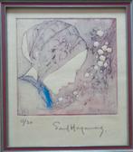 PAUL HAGEMANS / MEISJES BLOEMEN / KLEURETS / 25x22cm / KADER, Antiek en Kunst, Ophalen of Verzenden