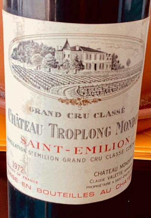 Chateau Troplong Mondot 1972 - 1e Grand Cru Classé Bordeaux, Verzamelen, Wijnen, Zo goed als nieuw, Rode wijn, Frankrijk, Vol