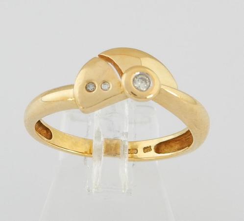 Prachtige 18 karaat Gouden Dames Ring met 3 Diamanten M18.5, Bijoux, Sacs & Beauté, Bagues, Neuf, Femme, 18 à 19, Or, Or, Avec pierre précieuse