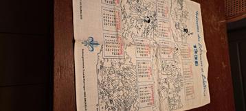 Essuie vaisselle calendrier Tintin 1986 vintage