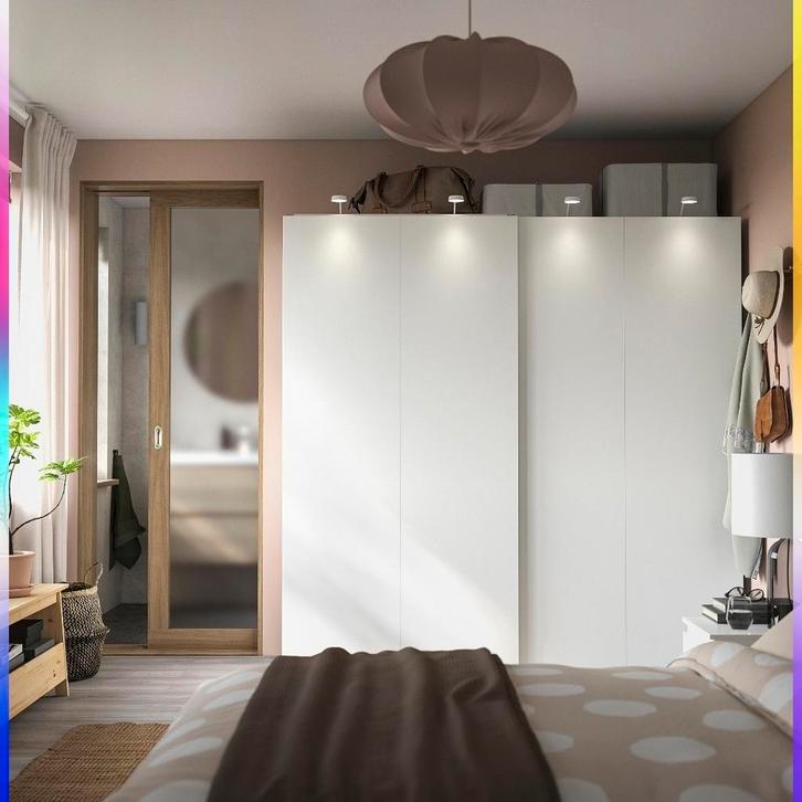 IKEA HASVIK schuifdeuren — 201 x 150 cm, Huis en Inrichting, Stoffering | Gordijnen en Lamellen, Wit, Ophalen
