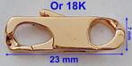 Mousqueton or 18K massif, neuf, de 2,3 X 0,7 cm, pr. chaîne, Ophalen of Verzenden, Nieuw, Goud, Goud