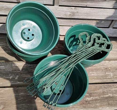 Hangpotten groen set vijf stuks bloempot bloembak, Tuin en Terras, Bloembakken en Plantenbakken, Nieuw, Kunststof, Binnen, Balkon