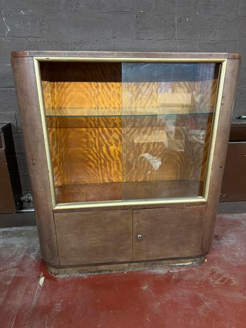 Vintage vitrinekast in Art Deco stijl – glas & hout, Huis en Inrichting, Kasten | Vitrinekasten, Glas, Ophalen