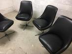 4 chaises pivotantes en skaï noir, Maison & Meubles, Chaises, Enlèvement