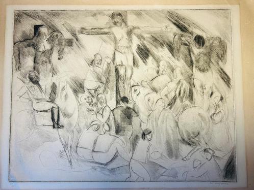 Charles Dufresne, Les Trois Croix, The Three Crosses, 1919, Antiek en Kunst, Kunst | Etsen en Gravures, Ophalen of Verzenden