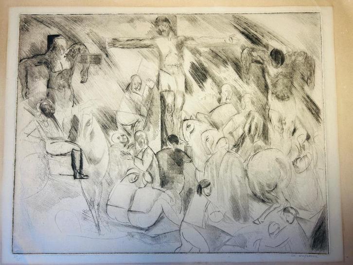 Charles Dufresne, Les Trois Croix, The Three Crosses, 1919, Antiquités & Art, Art | Eaux-fortes & Gravures, Enlèvement ou Envoi