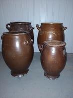 4 anciennes jars brunes avec marques d'usure, Jardin & Terrasse, Enlèvement ou Envoi, Utilisé