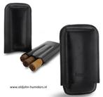 SK301 SIGAREN ETUI ZWART LEER 3X CORONA  Binnen 132x20mm, Verzenden, Nieuw, Tabaksdoos of Verpakking