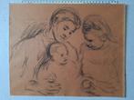 Gevoelige tekening Albert Van Dyck "Moeder met baby", Ophalen of Verzenden