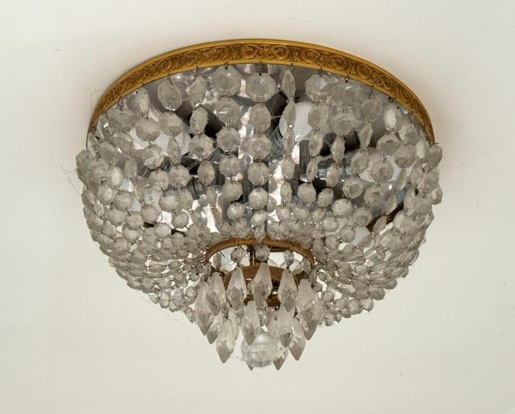Lamp - kristallen plafondlampen uit de jaren 70, Antiek en Kunst, Antiek | Verlichting, Ophalen of Verzenden