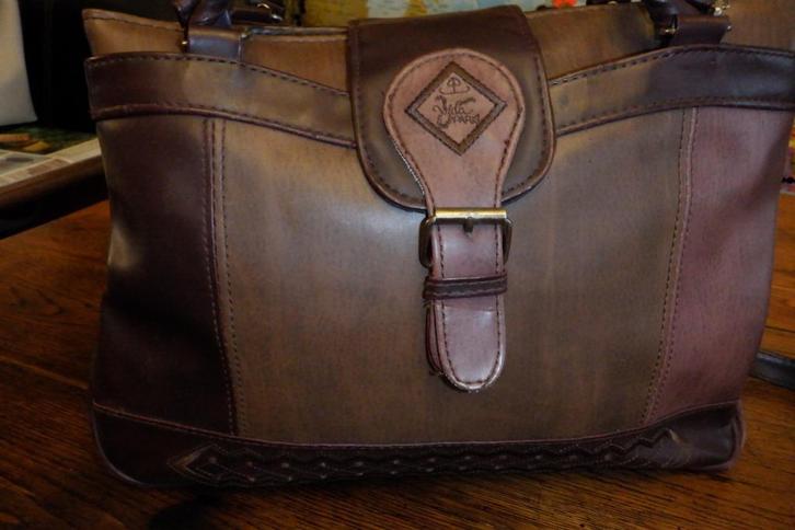 Lederen handtas Vida Paris, Handtassen en Accessoires, Tassen | Damestassen, Zo goed als nieuw, Handtas, Bruin, Ophalen of Verzenden