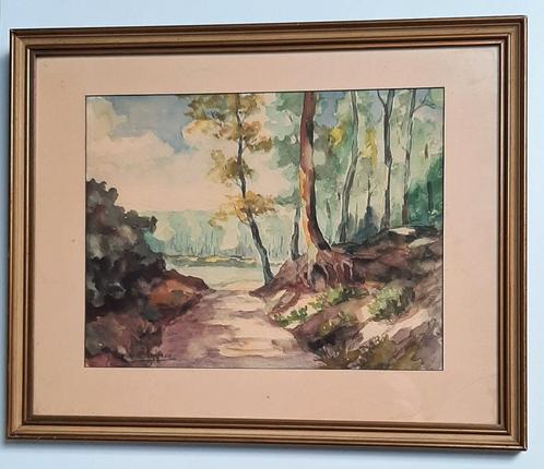 Aquarel van G.V., Antiek en Kunst, Kunst | Litho's en Zeefdrukken, Ophalen of Verzenden