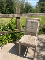 6 eiken stoelen met burberry motief stof, Huis en Inrichting, Ophalen, Zo goed als nieuw, Hout, Vijf, Zes of meer stoelen