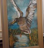 Schilderij 'eend', olieverf op paneel, nieuw., Antiek en Kunst, Ophalen