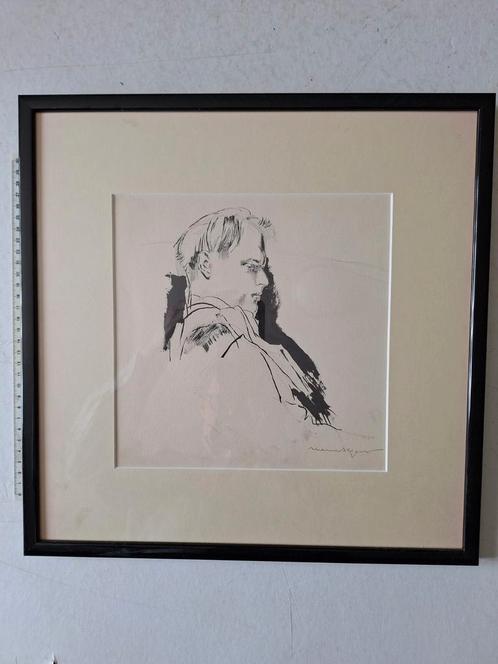 Gevoelige tekening Maria Segers Hoofd van een man, Antiek en Kunst, Kunst | Tekeningen en Fotografie, Ophalen of Verzenden