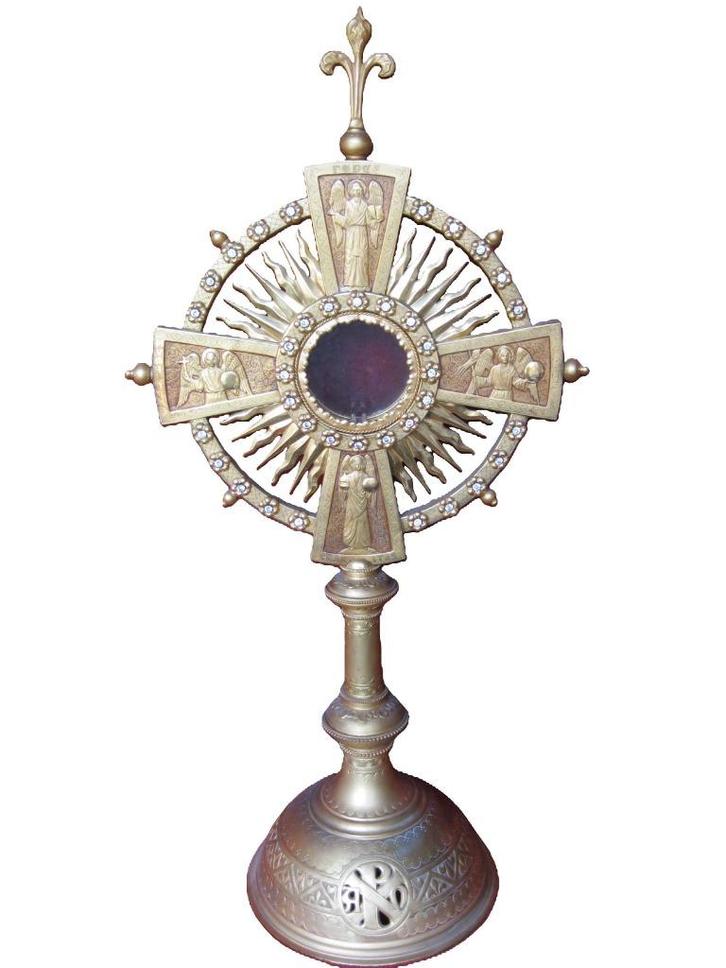 Neo Gotische 78cm zonne monstrans (ostensoir), Antiek en Kunst, Antiek | Religieuze voorwerpen, Ophalen