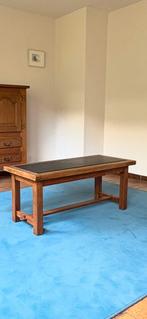 Vintage eiken salontafel met stenen blad, Huis en Inrichting, Ophalen, Gebruikt