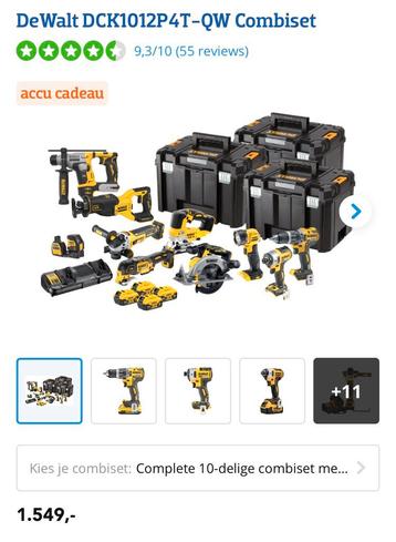 Dewalt set DCK1012P4T-QW Combiset, Enlèvement, Comme neuf