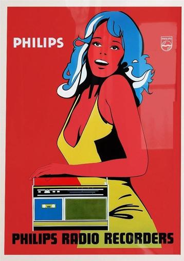 PHILIPS RADIO RECORDERS Vintage Reclame poster, Collections, Envoi, Neuf, Publicité