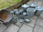 collection of flowerpots in zinc, Ophalen, Gebruikt, Tuin, Rond