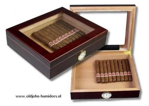 H14 HUMIDOR TEAK EDITION GROOT VENSTER MERKHUMIDOR ANGELO, Verzamelen, Rookartikelen, Aanstekers en Luciferdoosjes, Nieuw, Tabaksdoos of Verpakking