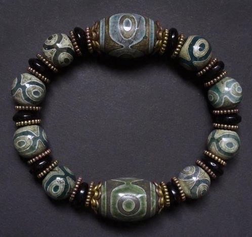 Art asiatique - Bracelet Bouddhique Dzi - Agate - Tibet, Antiquités & Art, Antiquités | Autres Antiquités, Enlèvement ou Envoi