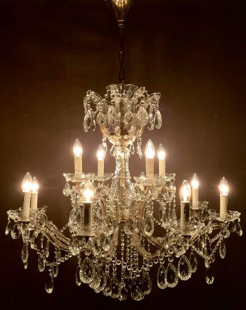 Grote Brede Kroonluchter met 12 lichtpunten !, Antiek en Kunst, Antiek | Verlichting, Ophalen of Verzenden