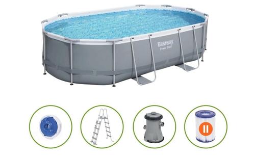 Bestway ovaal zwembad 427x250x100, Tuin en Terras, Zwembaden, Zo goed als nieuw, Opzetzwembad, 80 tot 120 cm, 300 cm of meer, Ovaal