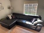 Hoekbank leder donkerbruin, Ophalen, Gebruikt, Leer, Strak / modern