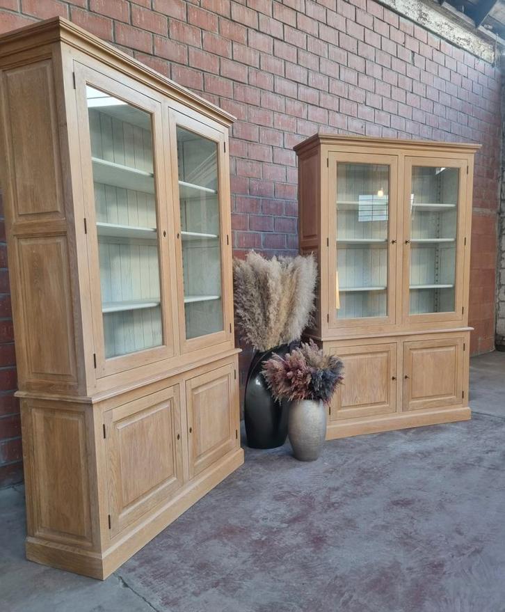 2x eiken buffetkast/vitrinekast art:94/26, Maison & Meubles, Armoires | Buffets, Comme neuf, 200 cm ou plus, 100 à 150 cm, 25 à 50 cm