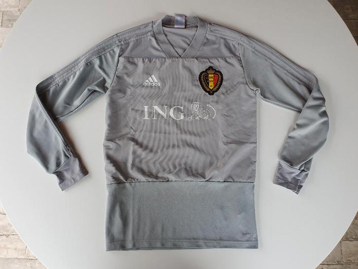 Grijze trainingstrui KBVB ING (Adidas, S) (2), Verzamelen, Sportartikelen en Voetbal, Gebruikt, Overige typen, Ophalen of Verzenden