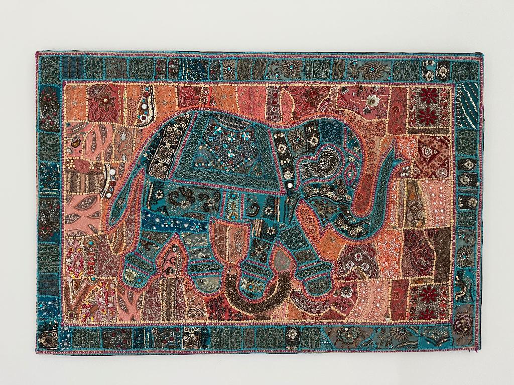 Kleurrijk handgemaakt wandtapijt met frame, Ophalen