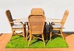 Set table + 4 chaises bambou ~ rotin Vintage, Maison & Meubles, Enlèvement ou Envoi, Comme neuf