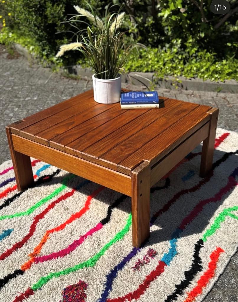 Vintage salontafel jaren 70, Ophalen, Grenenhout