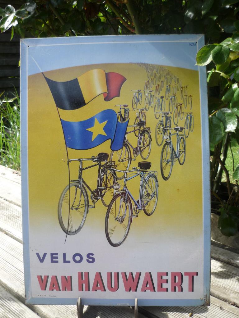 plaque lithographiée- Vélos Van Hauwaert- Congo / no émail, Verzamelen, Verzenden