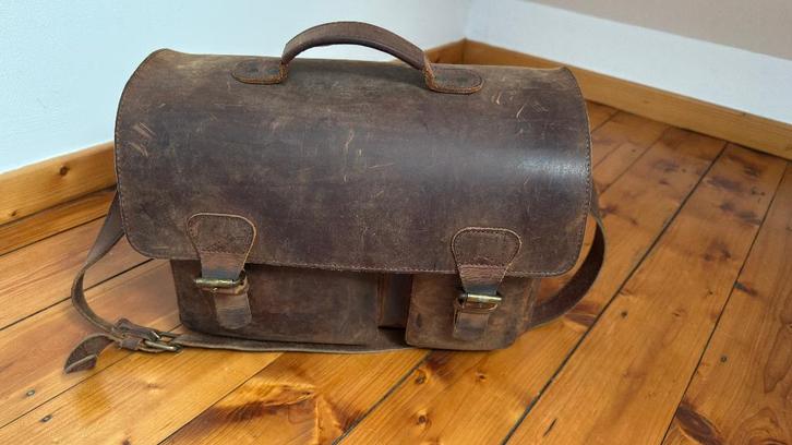 Ruitertassen - werktas - bruin, Handtassen en Accessoires, Tassen | Schooltassen, Zo goed als nieuw, Schoudertas, Bruin, Leer