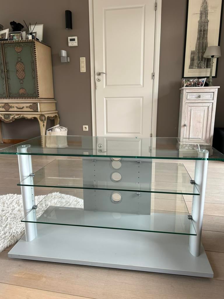 Glazen TV meubel, Huis en Inrichting, Ophalen, Met plank(en), Nieuw, 50 tot 100 cm