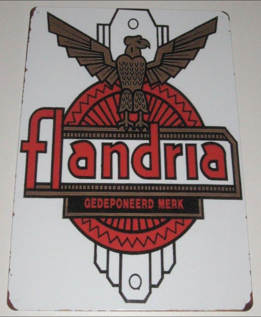 FLANDRIA BROMMER FIETS : Metalen Bord Classic Logo Flandria, Verzenden, Nieuw, Reclamebord
