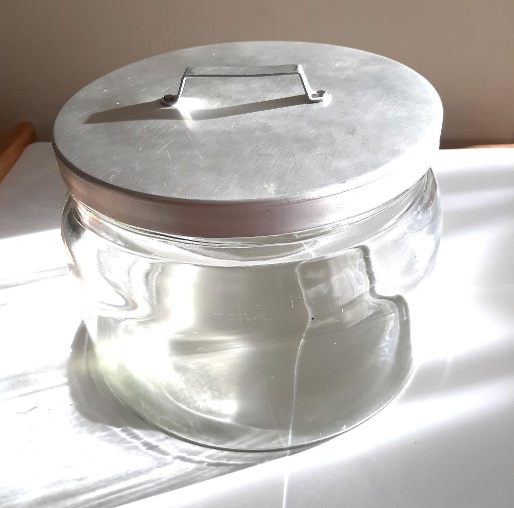 Te koop: Leuke glazen koekjestrommel, prima staat!, Huis en Inrichting, Keuken | Servies, Ophalen, Zo goed als nieuw, Glas, Kom(men)