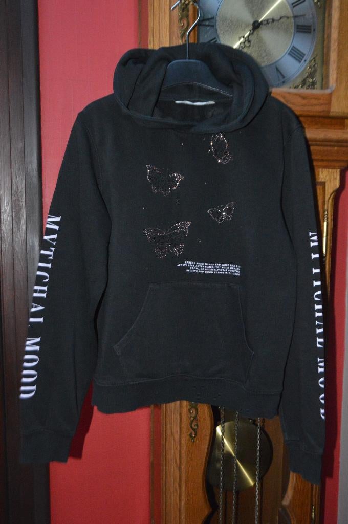 Zwart sweatshirt met capuchon „H&M” T170 met lange mouwen!, Kinderen en Baby's, Kinderkleding | Maat 170, Meisje, Trui of Vest