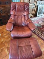 Stressless lederen relaxzetel met voetbank, Huis en Inrichting, Ophalen, Gebruikt, Minder dan 75 cm, 75 tot 100 cm