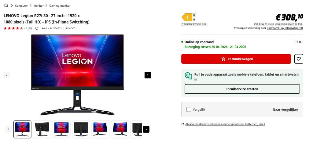 Lenovo Legion R27qe noir, Gaming, IPS, Enlèvement ou Envoi, 151 à 200 Hz