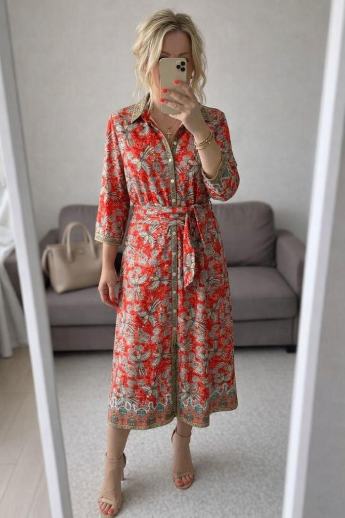 Lange jurk K-Design xxl, K-Design, Verzenden, Rood, Onder de knie