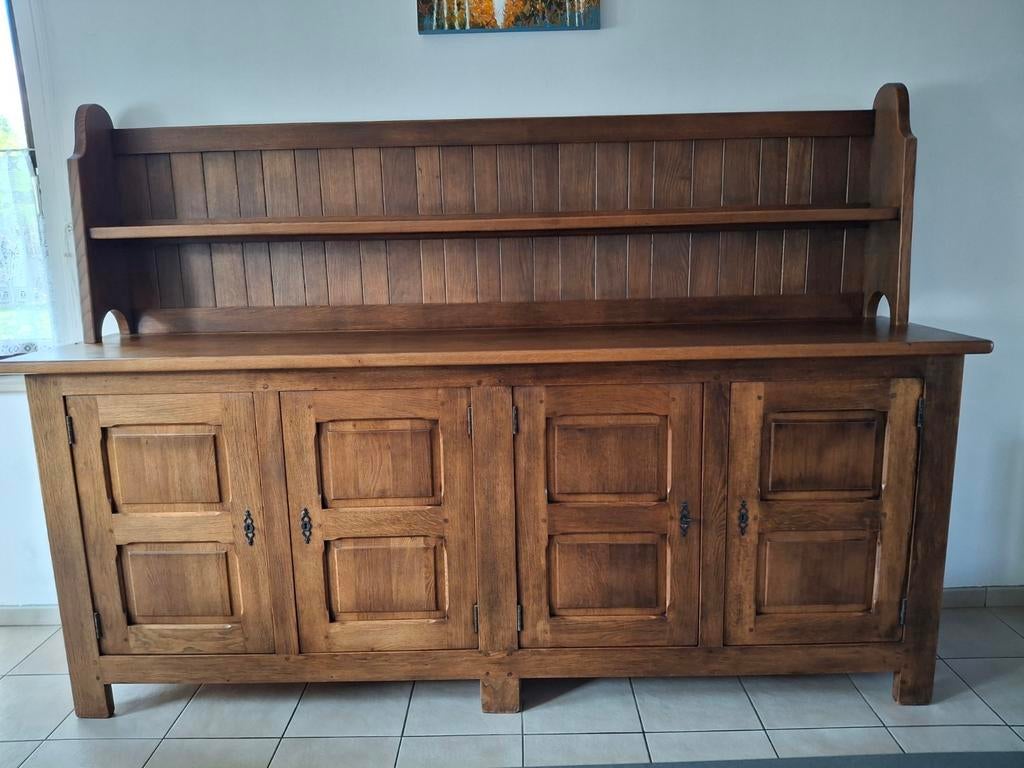 Bahut vaisselier en chêne massif haute qualité., Maison & Meubles, Enlèvement, Chêne