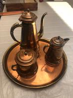 Koperen kannen koffie /melk /suiker, Antiek en Kunst, Ophalen, Koper