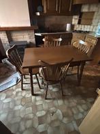 Antieke massief houten keukentafel met 4 stoelen, Ophalen